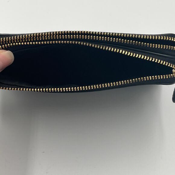 COACH Signature Brown Black Wristlet Wallet PVC Double Corner Zip F87591 - Picture 6 of 10